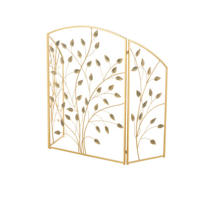 Cole And Grey Metal Foldable 3 Panel Leaf Fireplace Screen