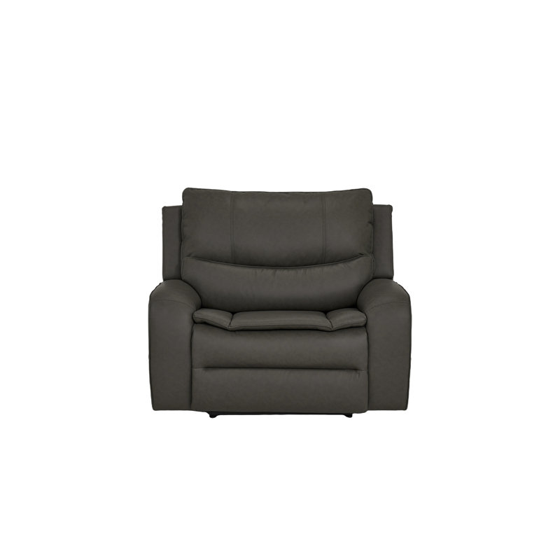 48.5" Oversized Faux Leather Power Recliner with Adjustable Headrest, Gray Faux Leather
