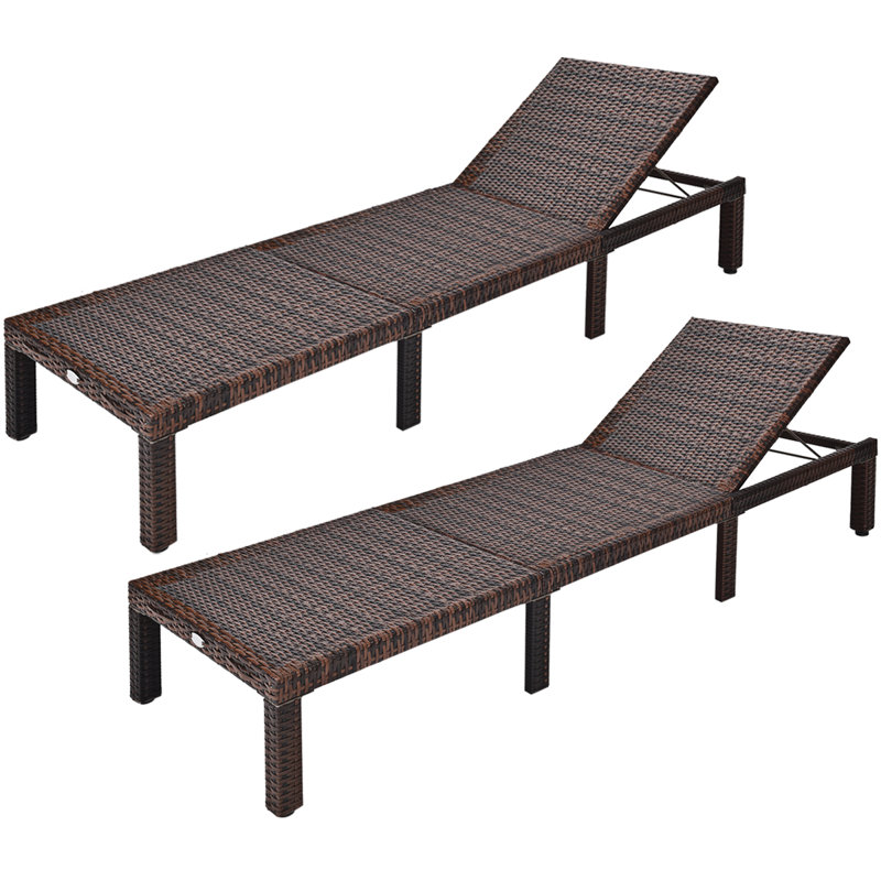 Arlais Outdoor Wicker Chaise Lounge , Cushion Included, Blue