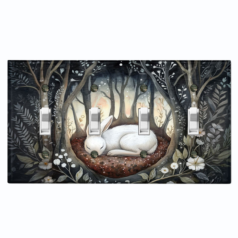 Couvercle de plaque d'interrupteur en métal; Bascule à 4 bandes US Standard - Lapin endormi, # 4 Quad bascule