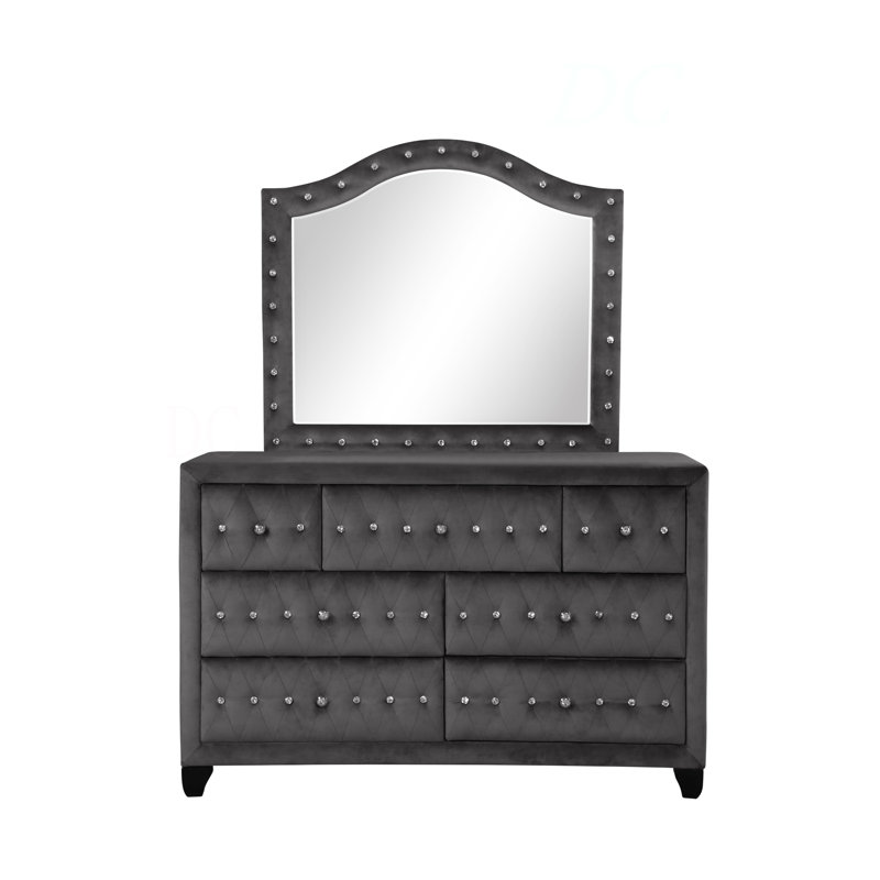 Miroir capitonné en cristal Sophia Modern Style