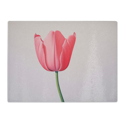 Tulip Flower Minimalism  Glass Chopping Board