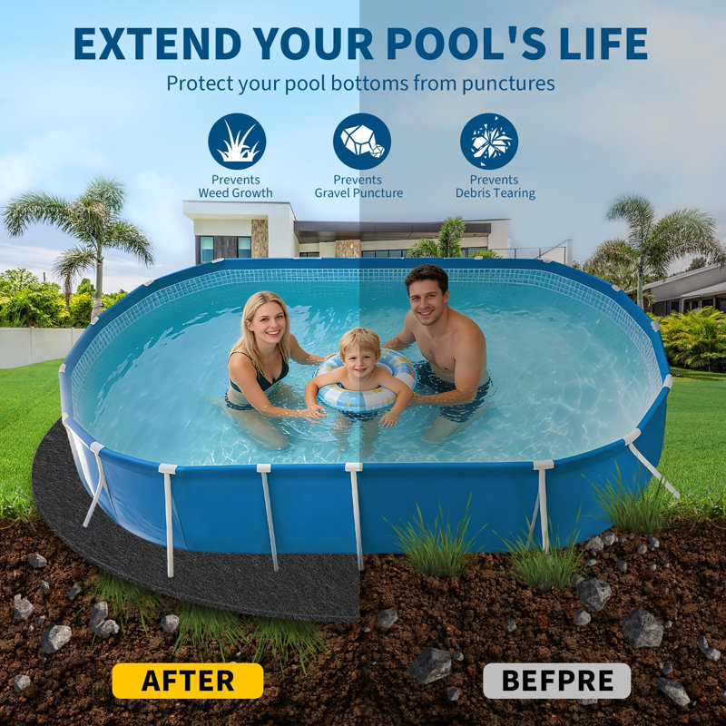 Tapis de piscine ovale robuste pour piscines hors terre, H 1 po x l 180 po x P 120 po
