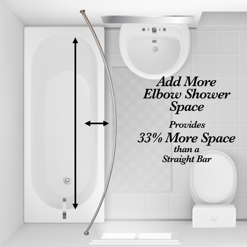 Stainless Steel Adjustable Curved Shower Curtain Rod, 42" to 72"