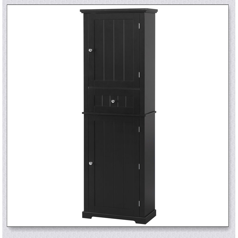 Grande armoire de rangement pour salle de bain, armoire de rangement autoportante avec tiroir et tablette réglable