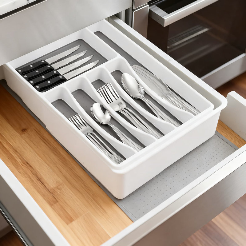 Ensemble de 49 couverts en acier inoxydable pour 8 personnes avec rangement 49 pièces - Ensemble complet de couteaux, couteaux à steak, cuillères et fourchettes