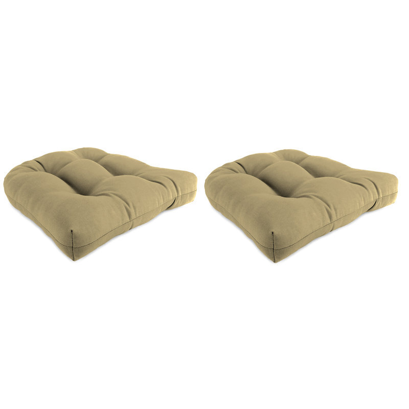 Contoured Outdoor Wicker Seat Cushion, Canvas Heather Beige Polyester
