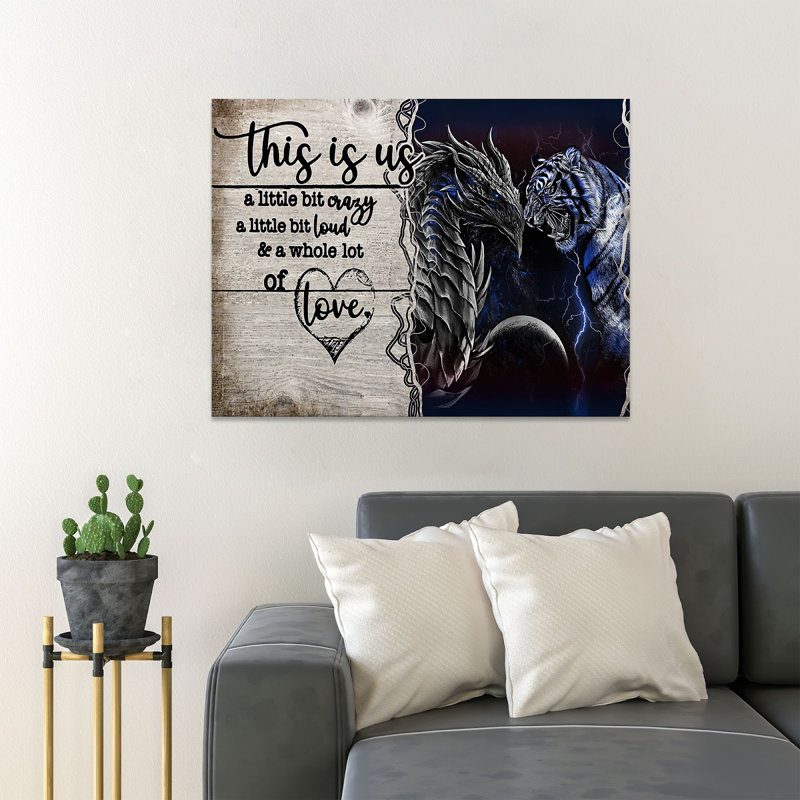 Dragon and Tiger This Is Us 1 pièce, reproduction d'art graphique sur toile tendue, H 16 po x l 20 po x P 2 po