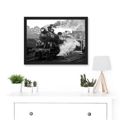 Steam Engine Train Black White - Single Picture Frame Art Prints