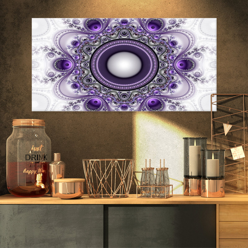 " Purple Fractal Pattern With Circles ", 16" H x 32" W x 1" D, 36" H x 46" W x 1.5" D