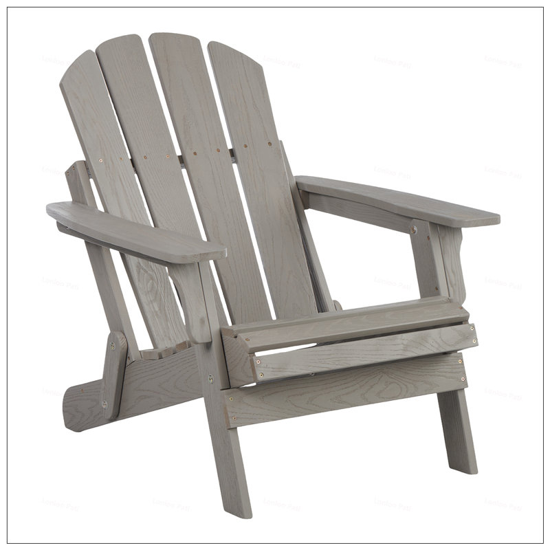 Oversize Embossed Wooden Outdoor Folding Adirondack Chair With Pre-Assembled Backrest And Seatboard, For Garden, Backyard, Porch, Pool Deck, And Firepit