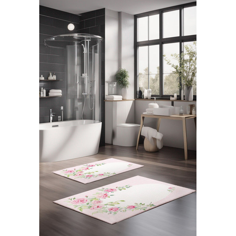 Eakly Luxury Bathmat Set (2 Pieces), 100% Polyester, 16.0 x 23.6 inches & 23.6 x 39.4 inches | Non-Slip Antibacterial Design, 0.3 in Pile Height | Machine Washable, Durable & Easy to Clean | Ideal for Bathroom Décor