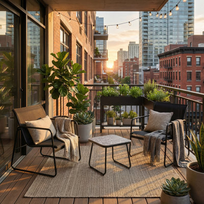 Ensemble de conversation pour 2 personnes avec chaises PVC-coated polyester et table en marbre - ensemble bistro de patio 3 pièces pour petits espaces
