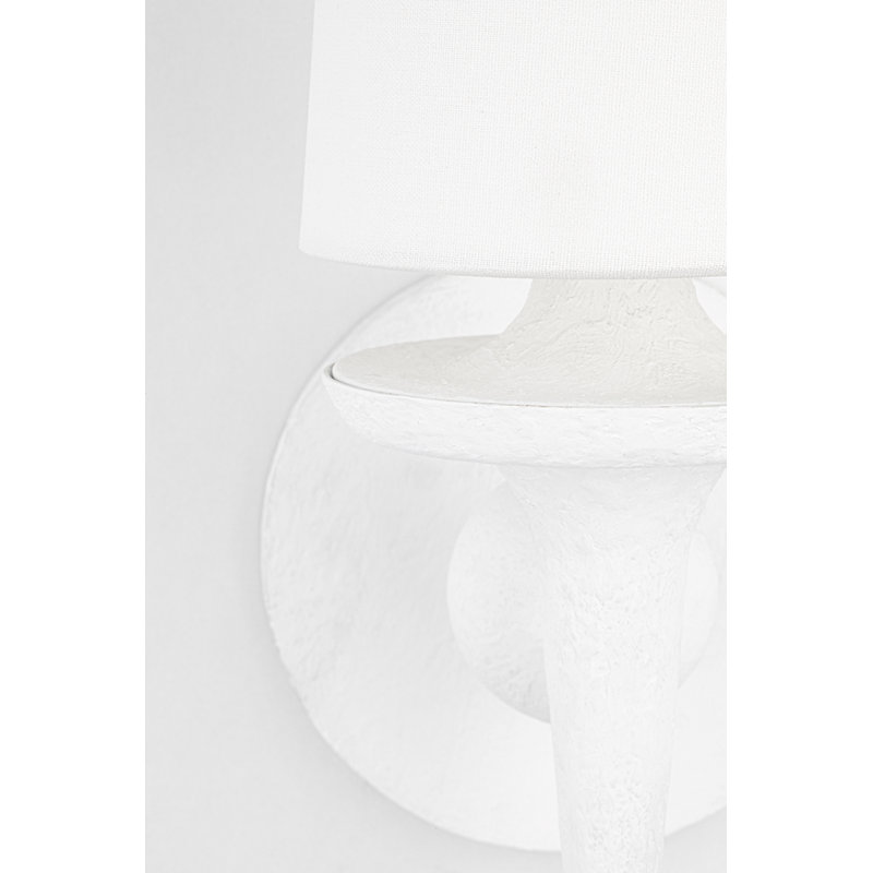 Torch 1 Light Wall Sconce, White Plaster