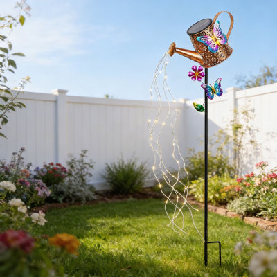 Solar Watering Can Garden Stake Light, Waterproof Outdoor Led Yard Decor With Hanging Lights For Patio, Lawn And Pathway