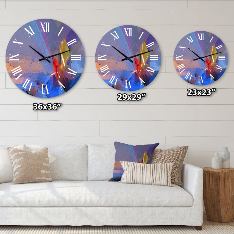 Abstrait paysage marin coloré VI - horloge murale moderne, Moyenne