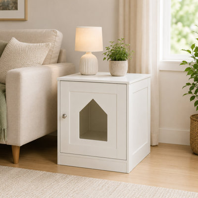 Table d'appoint, tiroir et tablettes White Cat