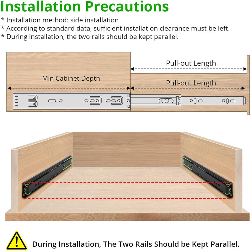 5 Pair Full Extension Drawer Slides Rails,Drawer Slides 100LB Capacity, Heavy Duty Full Extension Ball Bearing