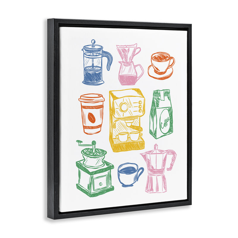 Cadre flottant Rainbow Coffee Icon, conception par JJ Design House LLC, Cadre flottant noir de jais, H 21 po x l 17 po