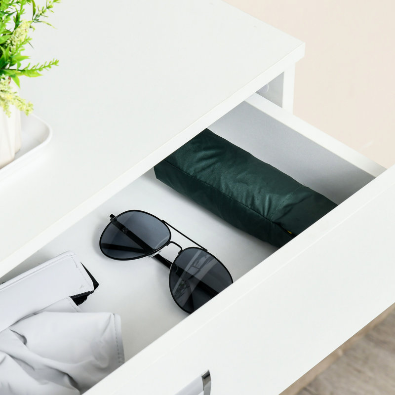 Range-chaussures 3, blanc moderne avec 2 portes rabattables et tablette réglable, convient à 16 paires, rangement pour couloir 3, tablette pour