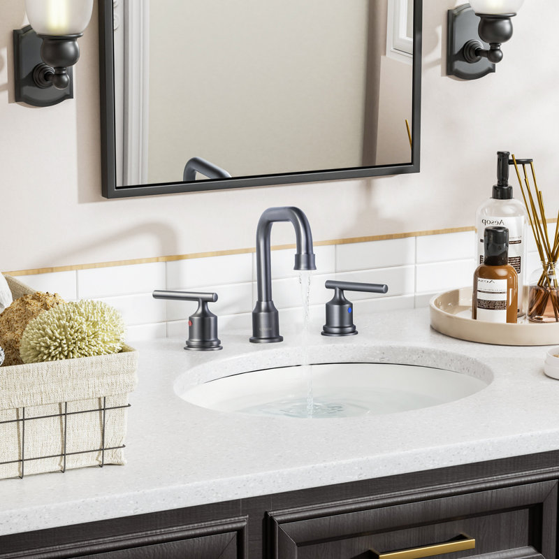 2-handle Bathroom Faucet with Drain Assembly, Brushed Gray