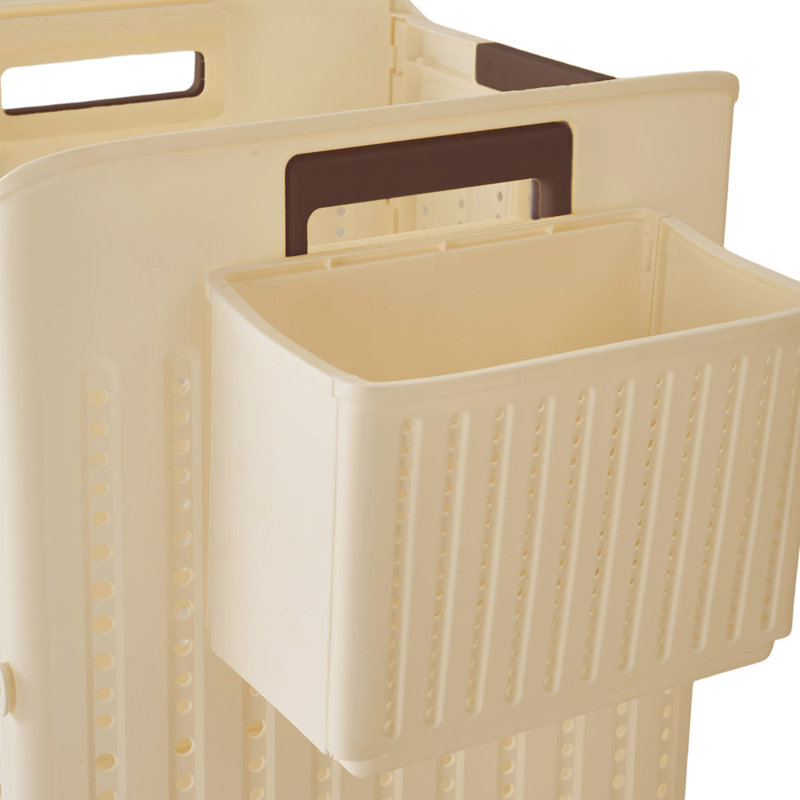 Plastic Laundry Basket, Cream, 47 cm H x 34 cm W x 31 cm D