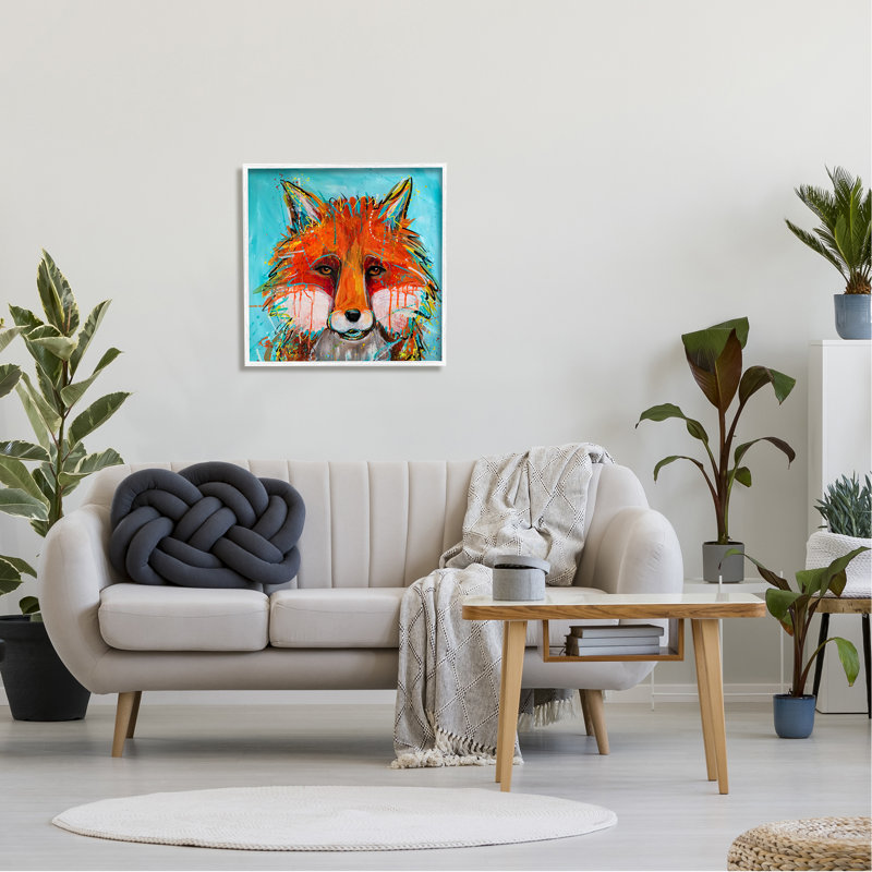«Vivid Red Fox Street Style Paint Speckle Giclee», ensemble d'art texturé par Karrie Evenson, L 24 po x H 24 po