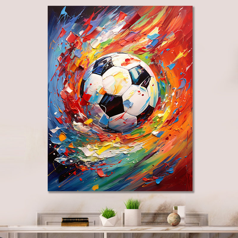 «Johanan Abstract Soccer Energy», art mural de soccer, H 20 po x l 12 po x P 1 po, Toile tendue