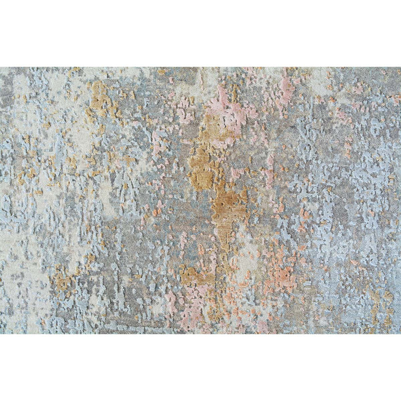 Hand Knotted Abstract Area Rug, Rectangle 4' x 6'