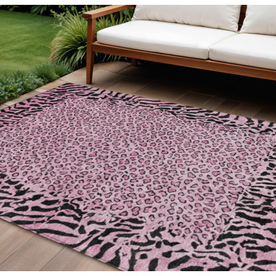 Tapis intérieur lavable à imprimé animal 8 pi x 10 pi rose
