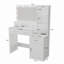 Coiffeuse fonctionnelle avec tablettes ouvertes et tiroirs pour la chambre à coucher