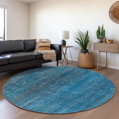 Tapis bleu lavable de qualité supérieure 5 pi x 7 pi 6 po Cerrito AMF552