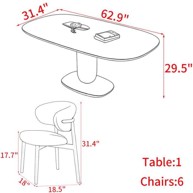 French style solid wood dining table set, 7