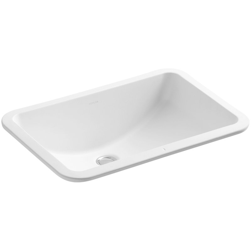 Ladena Finish Vitreous China Rectangular Undermount Bathroom Sink with Overflow, Honed White