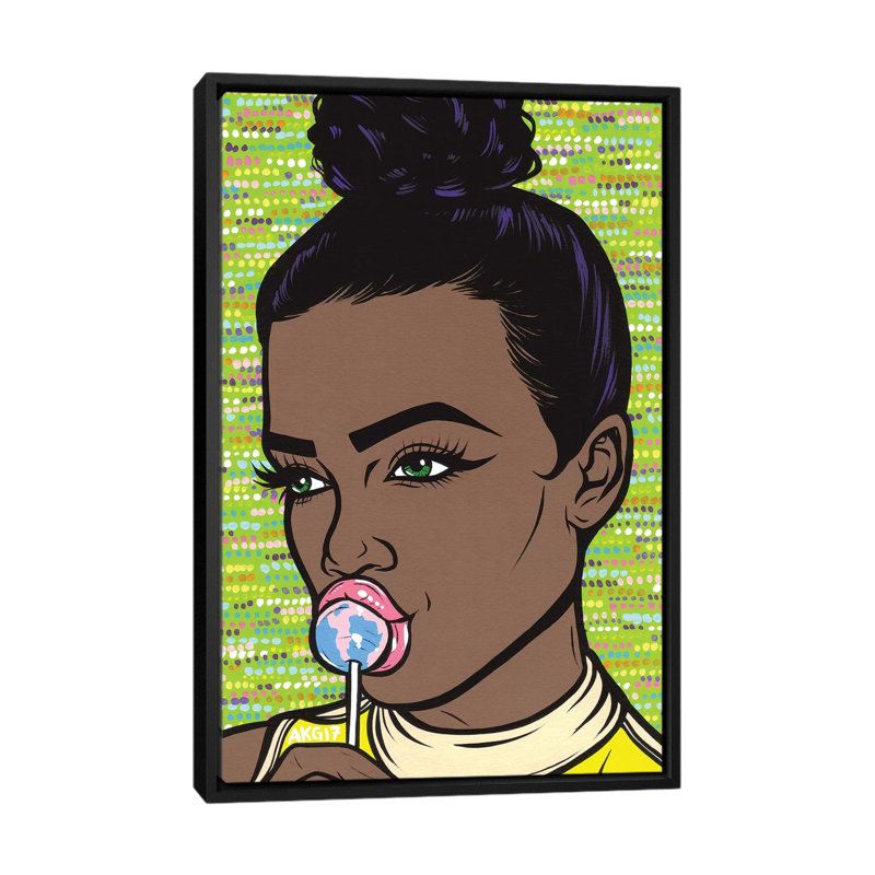 «Lollipop Girl», impression sur toile, H 26 po x l 18 po x P 1,5 po, Toile avec cadre noir, Pas de tapis