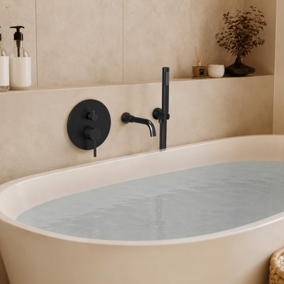 Wall Mount Tub Faucet with Pressure Balance Valve and Hand Shower