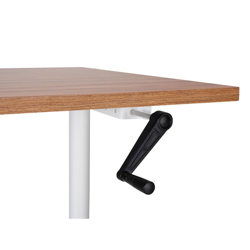 Amarianna Adjustable Metal Base Standing Desk, White, 119cm H x 160cm W x 72cm D, Brown