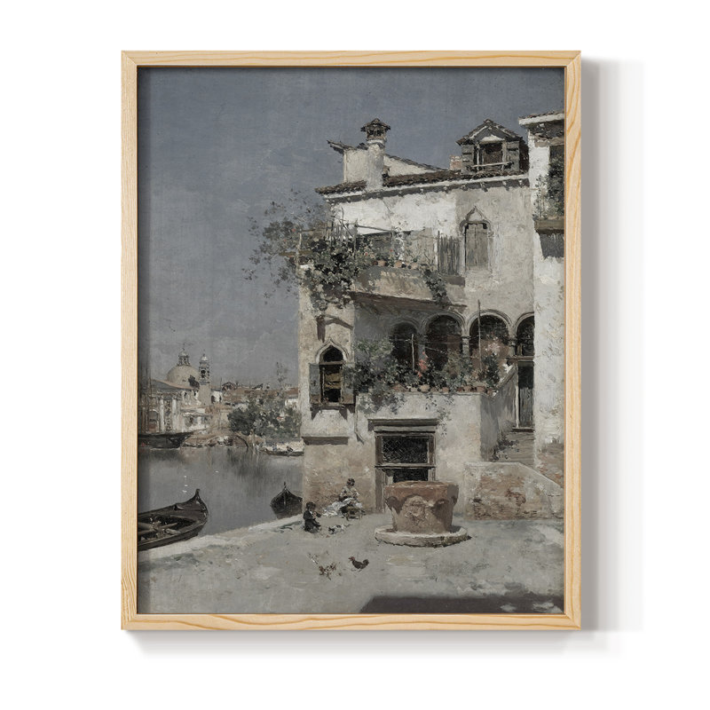 «Vintage Landscape CLVI», reproduction encadrée - bois massif, Naturel, H 30 po x l 24 po