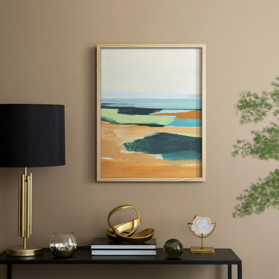 Aqua and Orange II Framed Print - Solid Wood