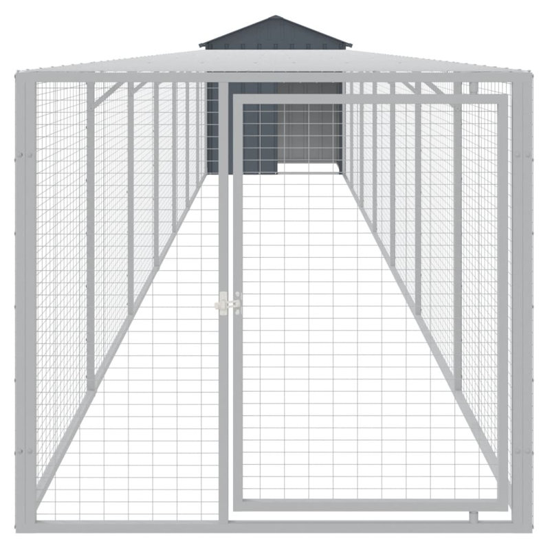 Poulailler avec couloir et grillage Drayten, Gris anthracite, H 48,4 po x l 46,1 po x P 320,1 po