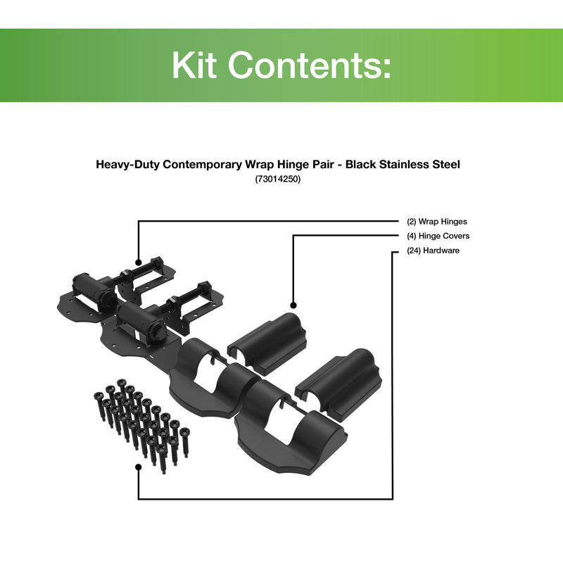 Heavy Duty Black Self-Closing Gate Hinges for Wood and Vinyl