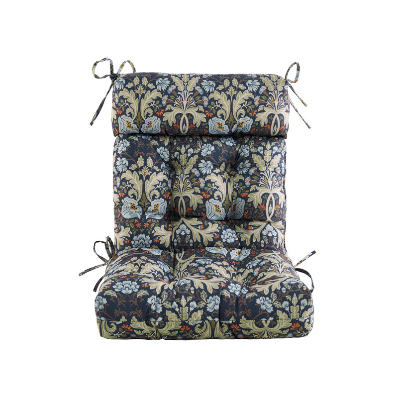Coussin de dossier / siège d'extérieur, Bleu / floral beige