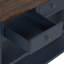 Console en bois de pin massif 48 po, table d'appoint moderne avec 3 tiroirs de rangement et 2 tablettes. Facile à assembler (bleu marine + plateau brun (ancien SKU: W120246667