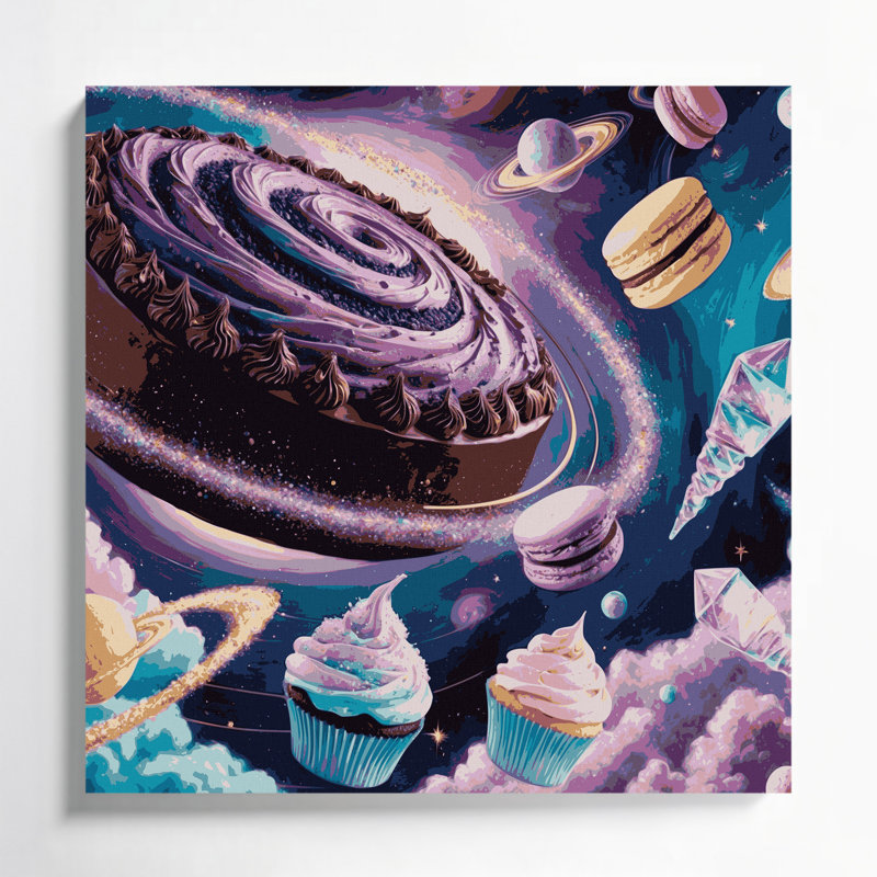 Desserts, galaxie, desserts, toile mauve, art mural, H 12 po x l 12 po