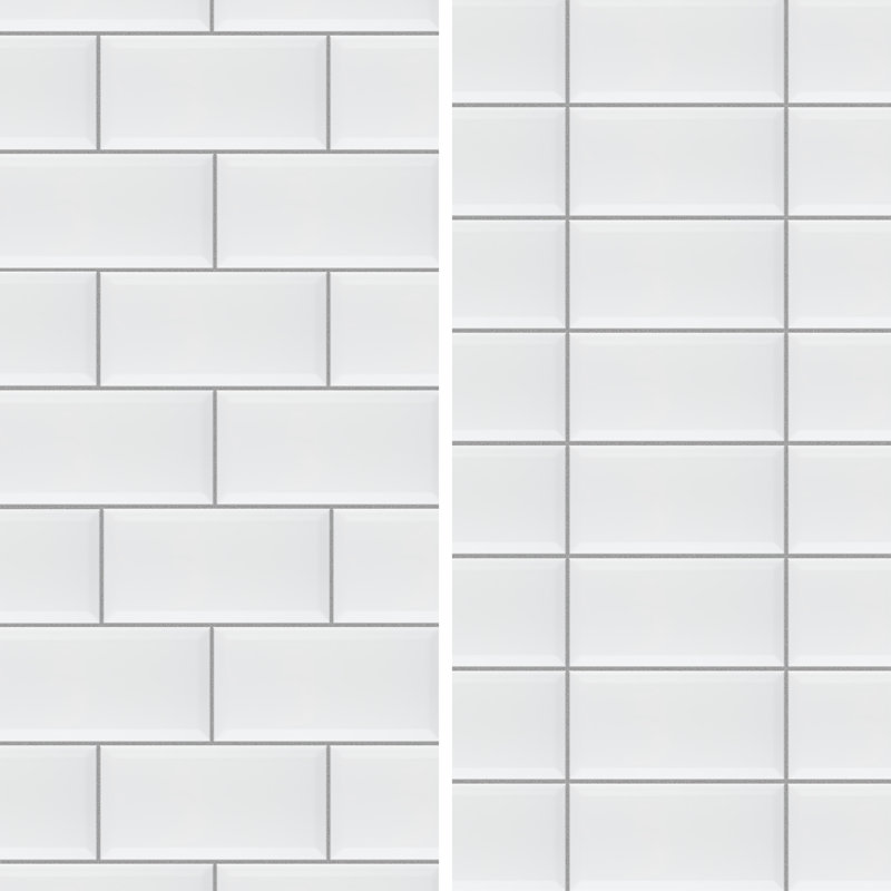 Santorini Biselado 4" x 8" Beveled Ceramic Subway Wall Tile, Bright White