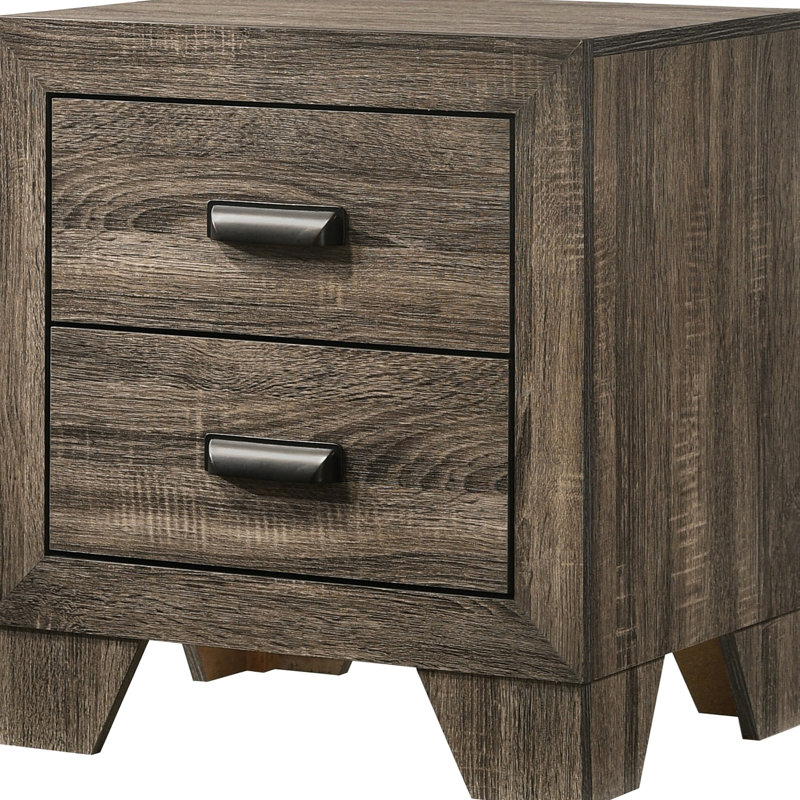 Table de chevet rustique grise avec 2 tiroirs, quincaillerie en métal pour la longévité 2 po, éléments