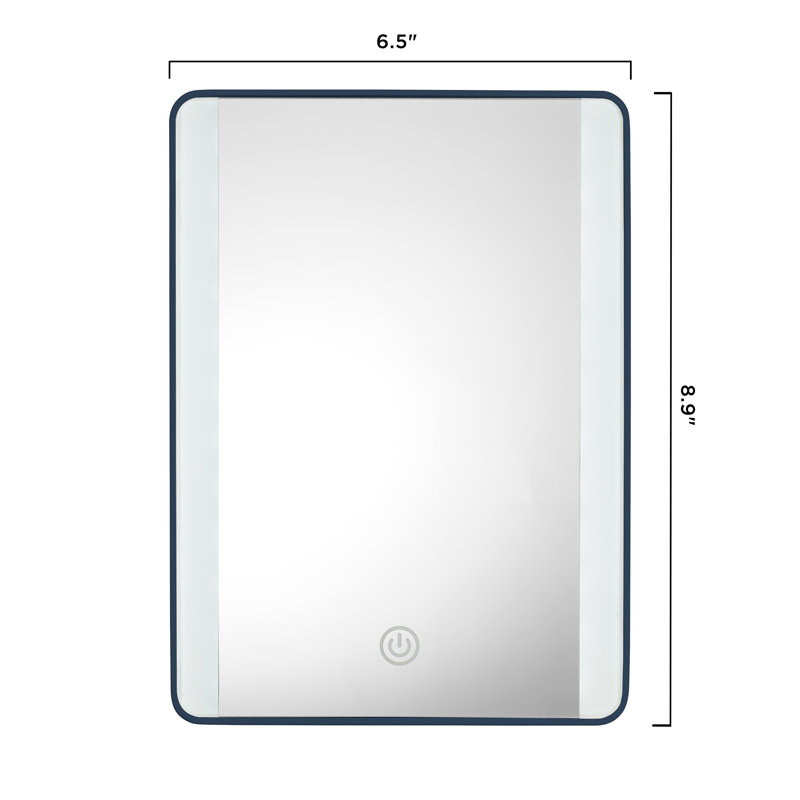 Glossy Navy LED Lighted Freestanding Makeup Mirror