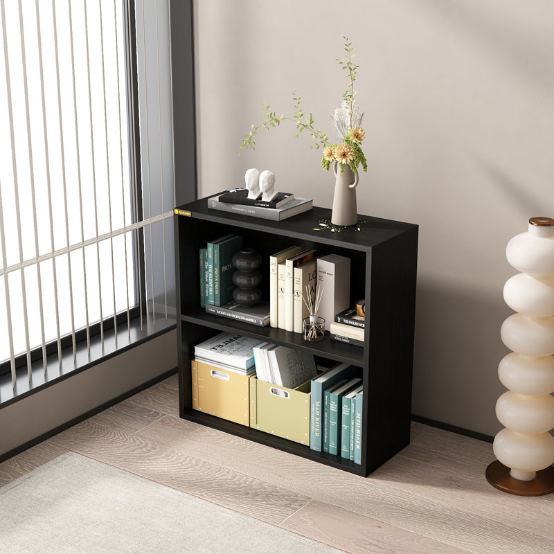 2-Tier Bookshelf Storage Shelves, 23.7 Inch Open Shelf Bookcase, Floor Standing Unit Wooden Bookcase Storage Organizer,Retro