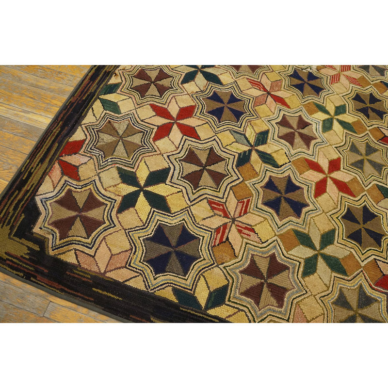 Antique American Hooked Rug Small Scatter Size Wool Multi