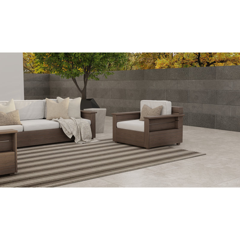 Tapis rayé beige, Rectangle 5 pi x 8 pi